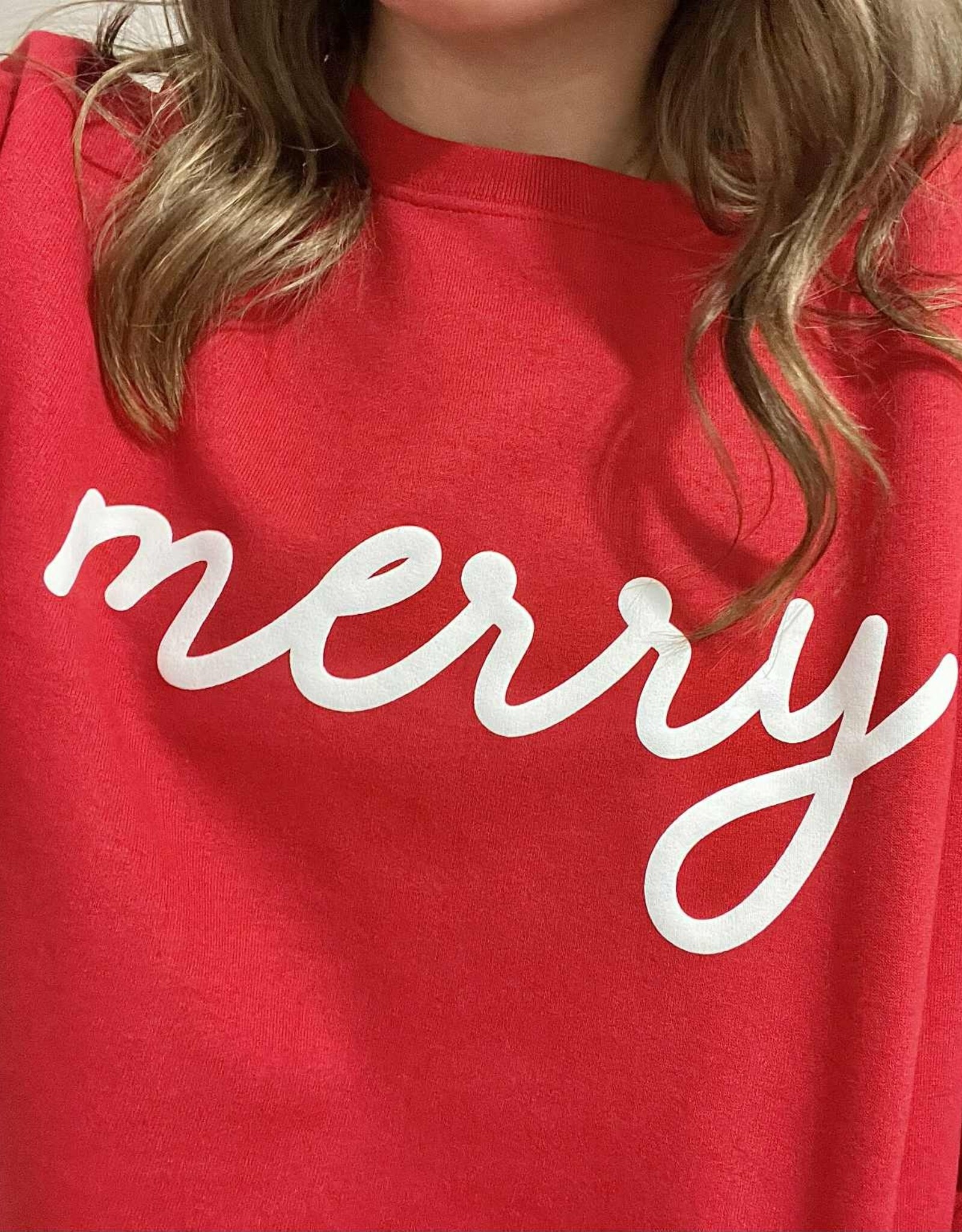 Petitrue Puff Letter Merry Crewneck