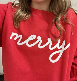 Petitrue Puff Letter Merry Crewneck