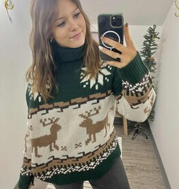 Reindeer Turtle Neck Knit Sweater