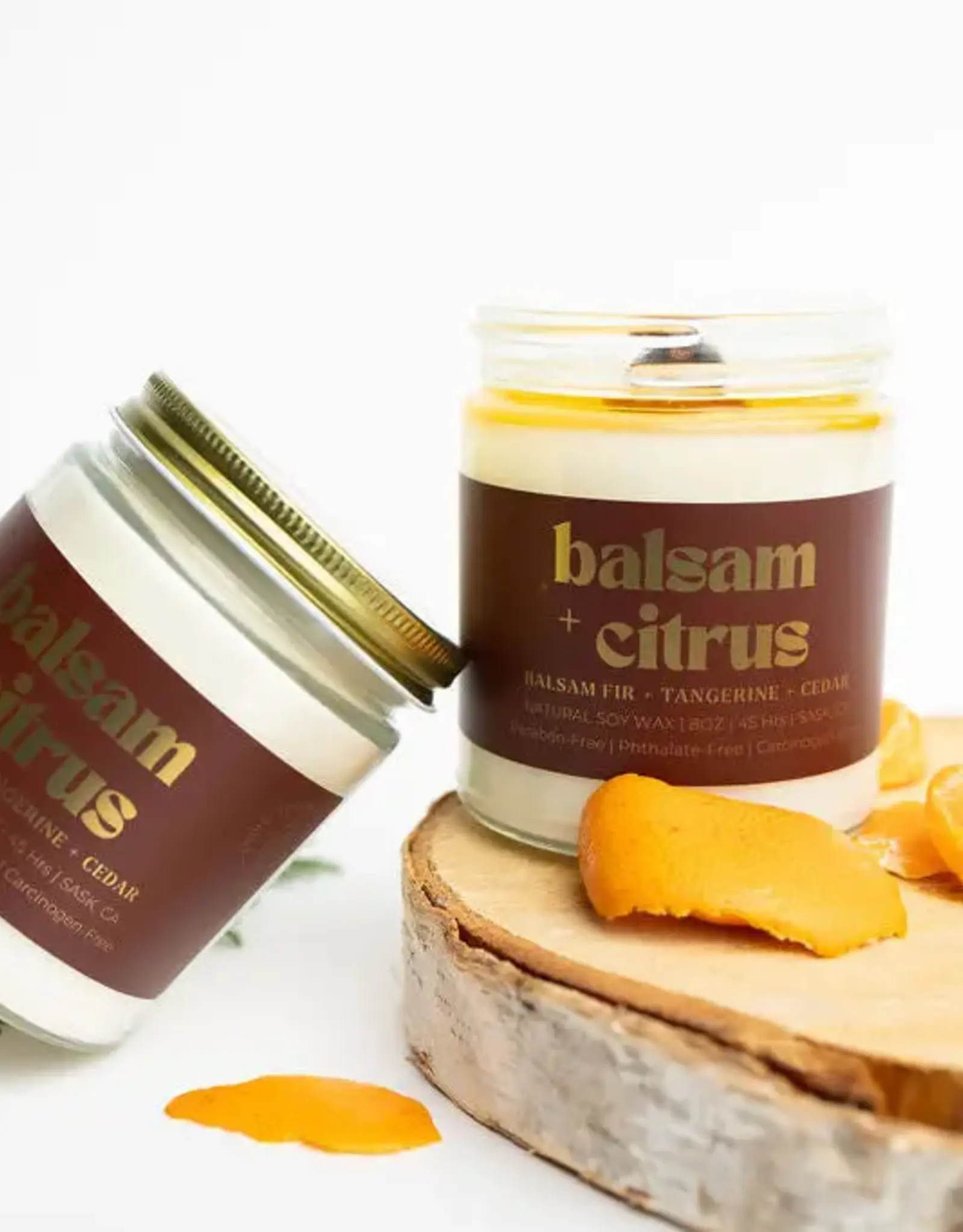 Prairie Creek Candles Wood Wick Candle, Balsam Citrus 8oz