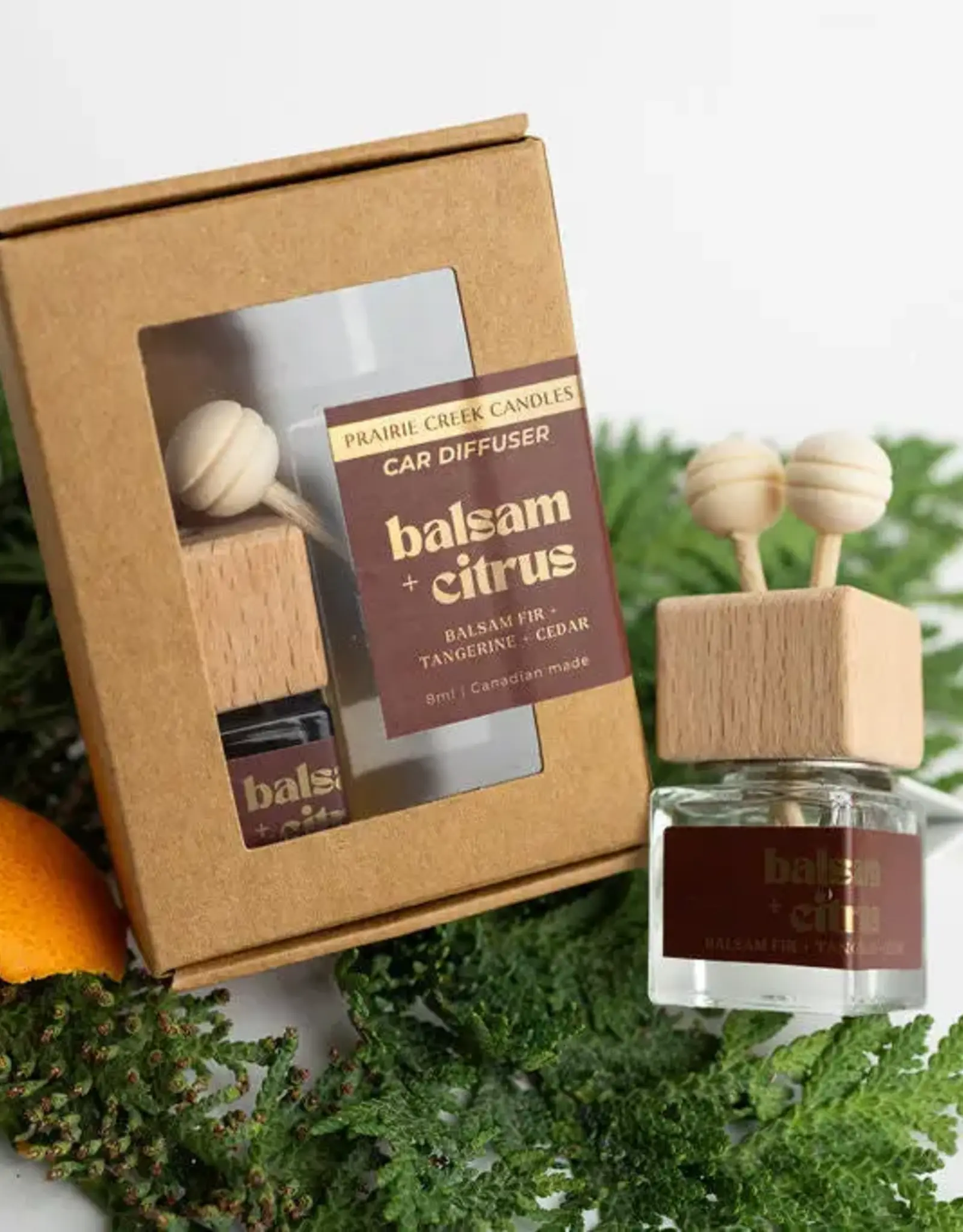 Prairie Creek Candles Car Diffuser, Balsam Citrus