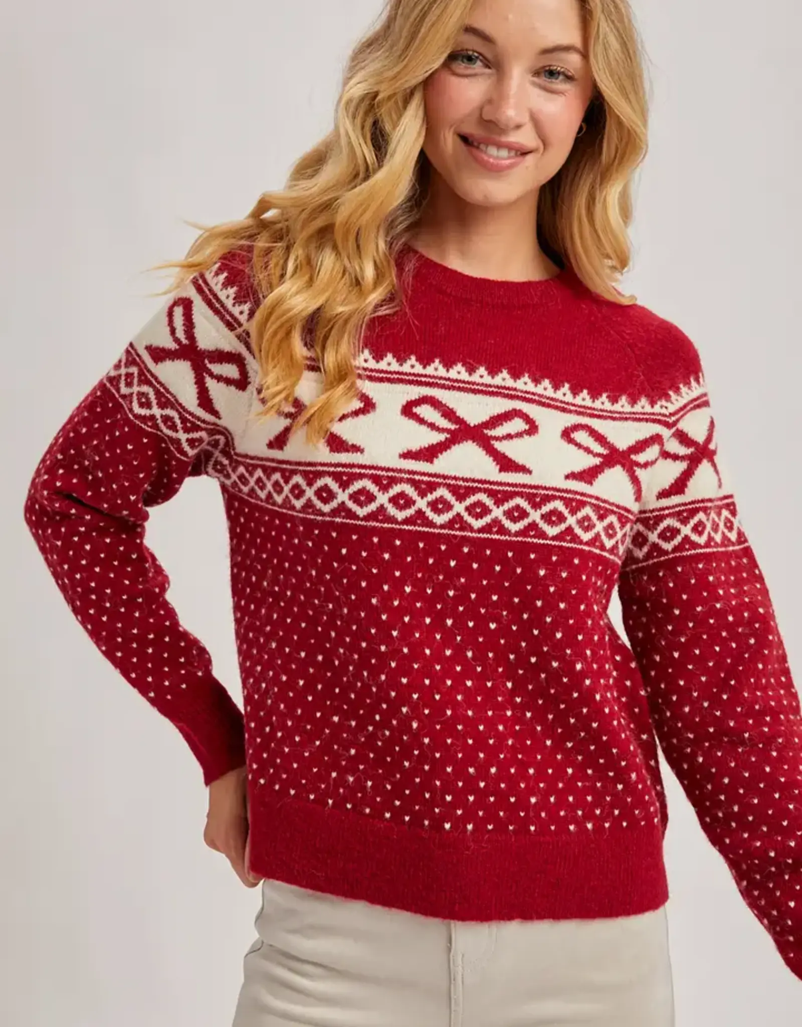 Festive Holiday Bow Knit Sweater