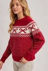 Festive Holiday Bow Knit Sweater