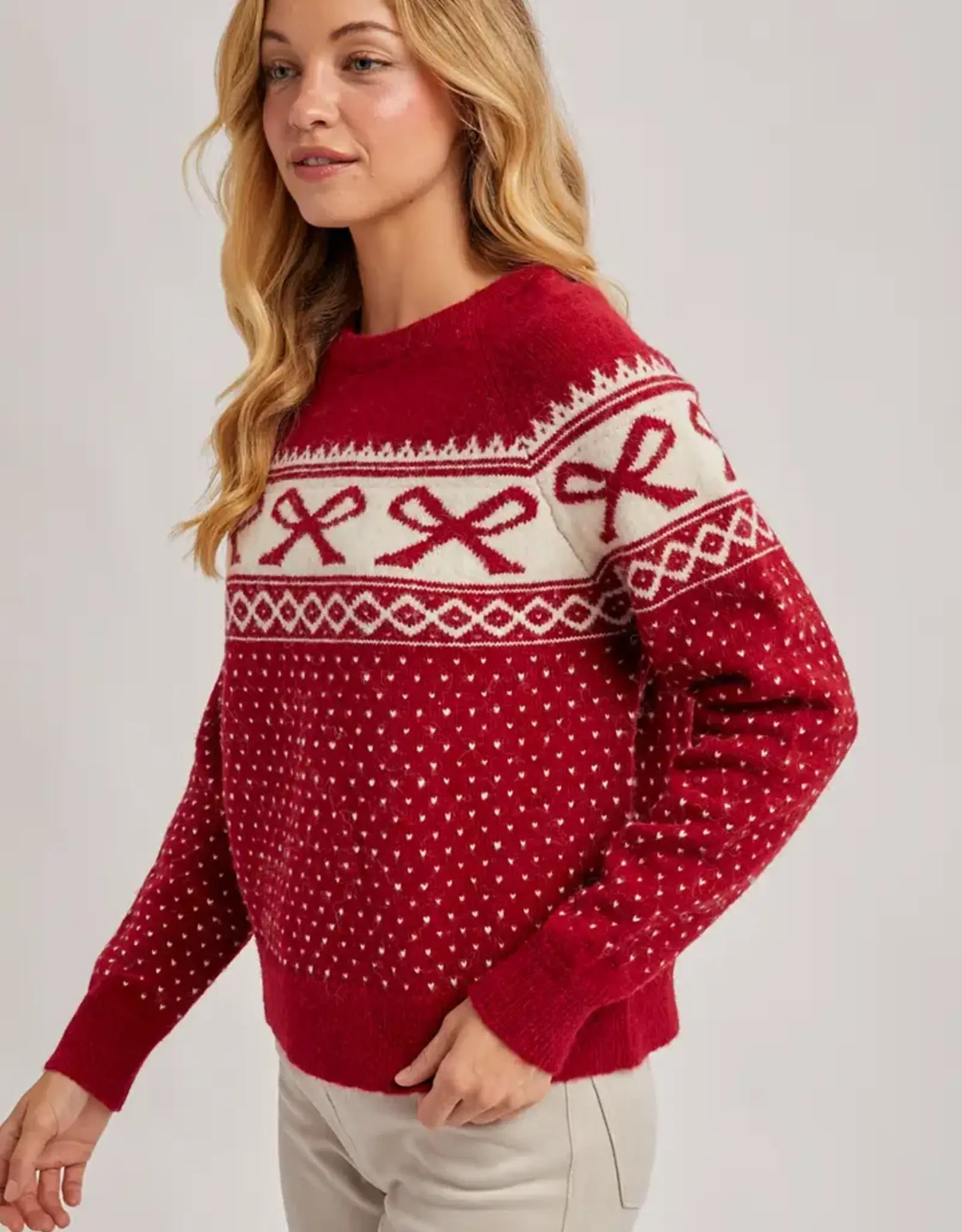 Festive Holiday Bow Knit Sweater