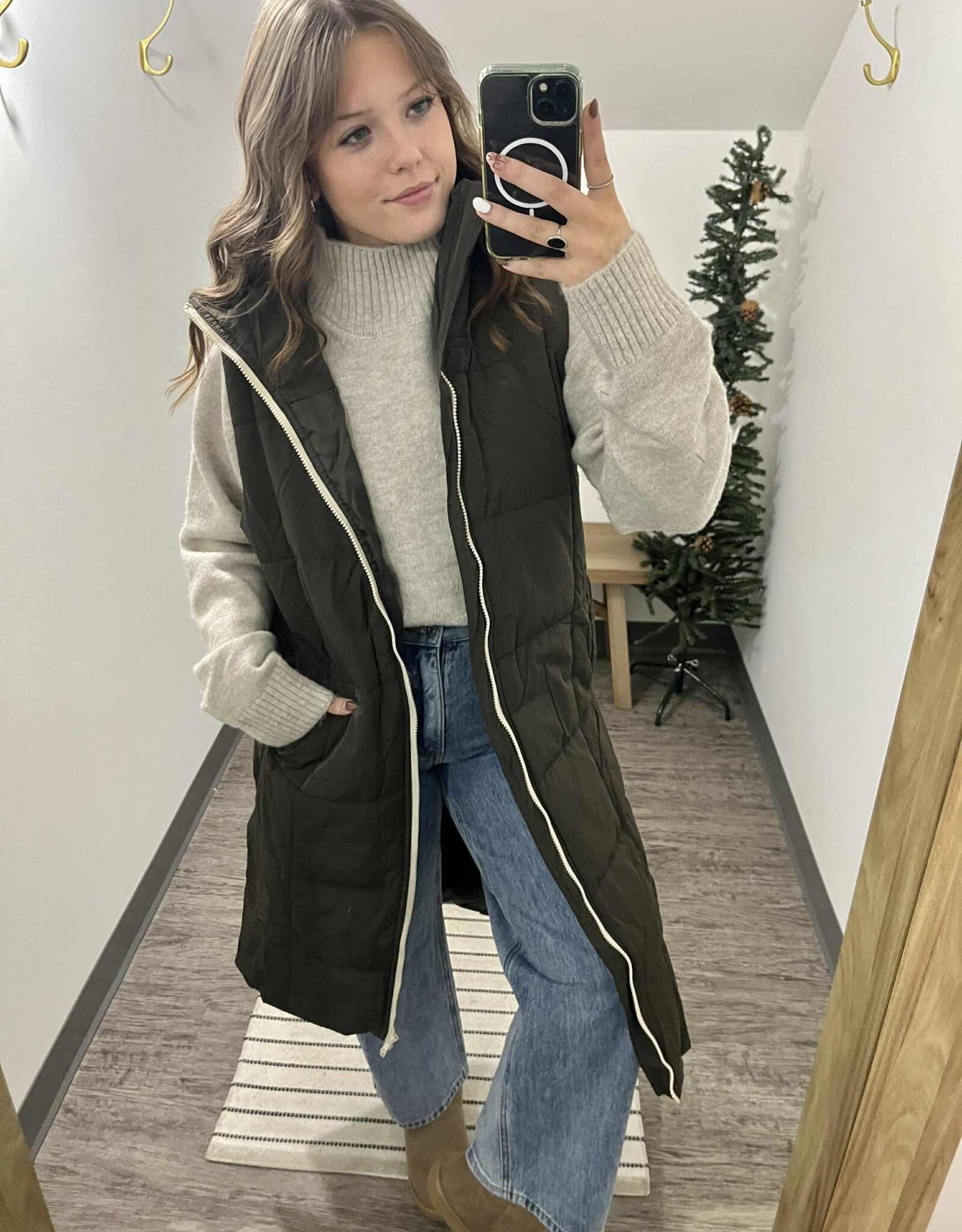 Quilted Longline Puffer Vest