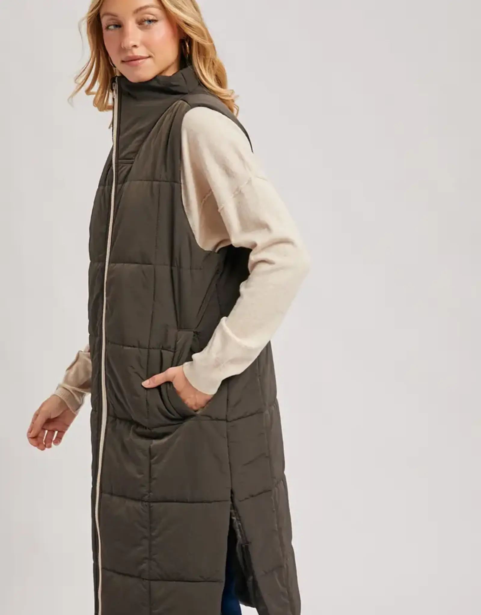 Quilted Longline Puffer Vest