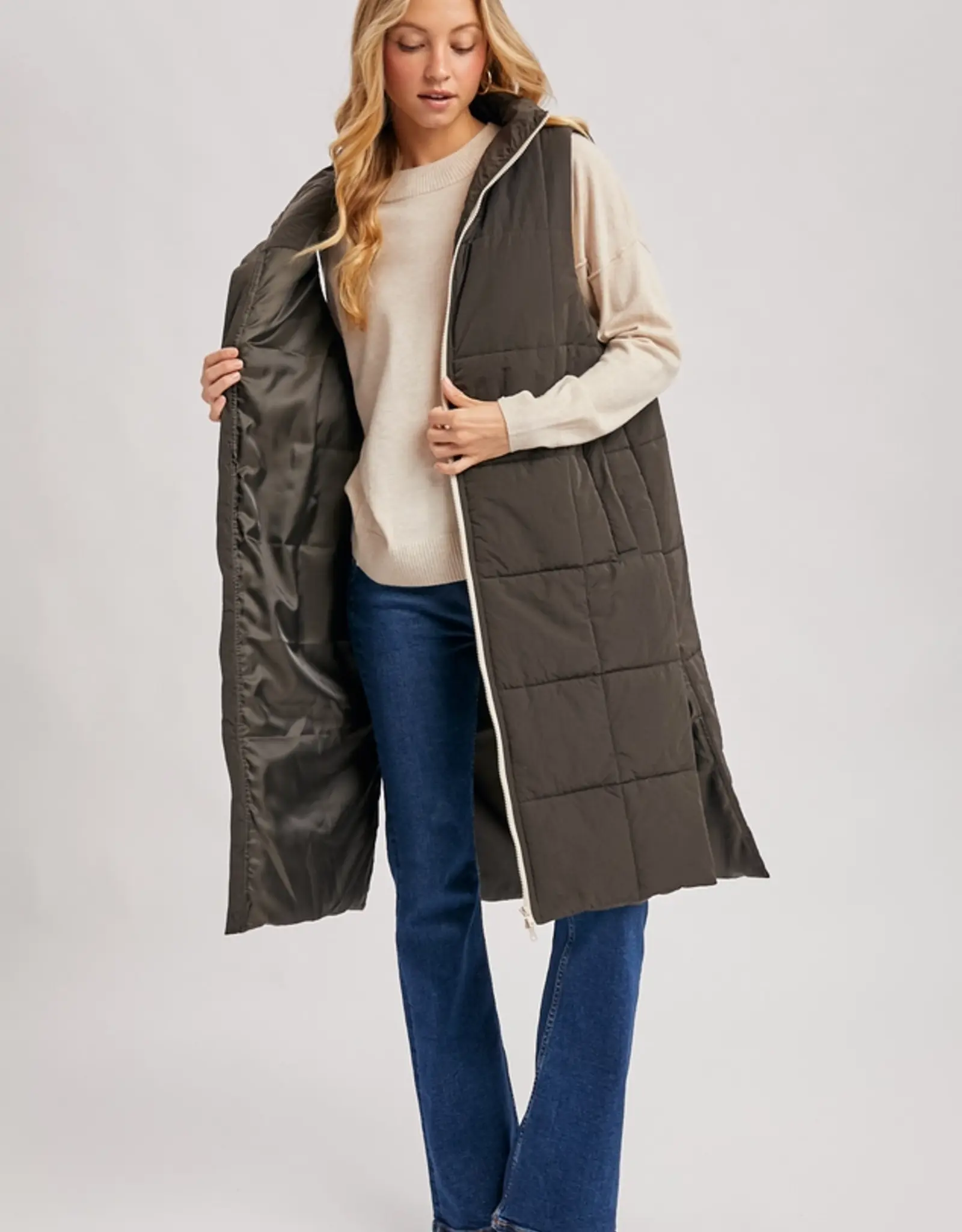 Quilted Longline Puffer Vest