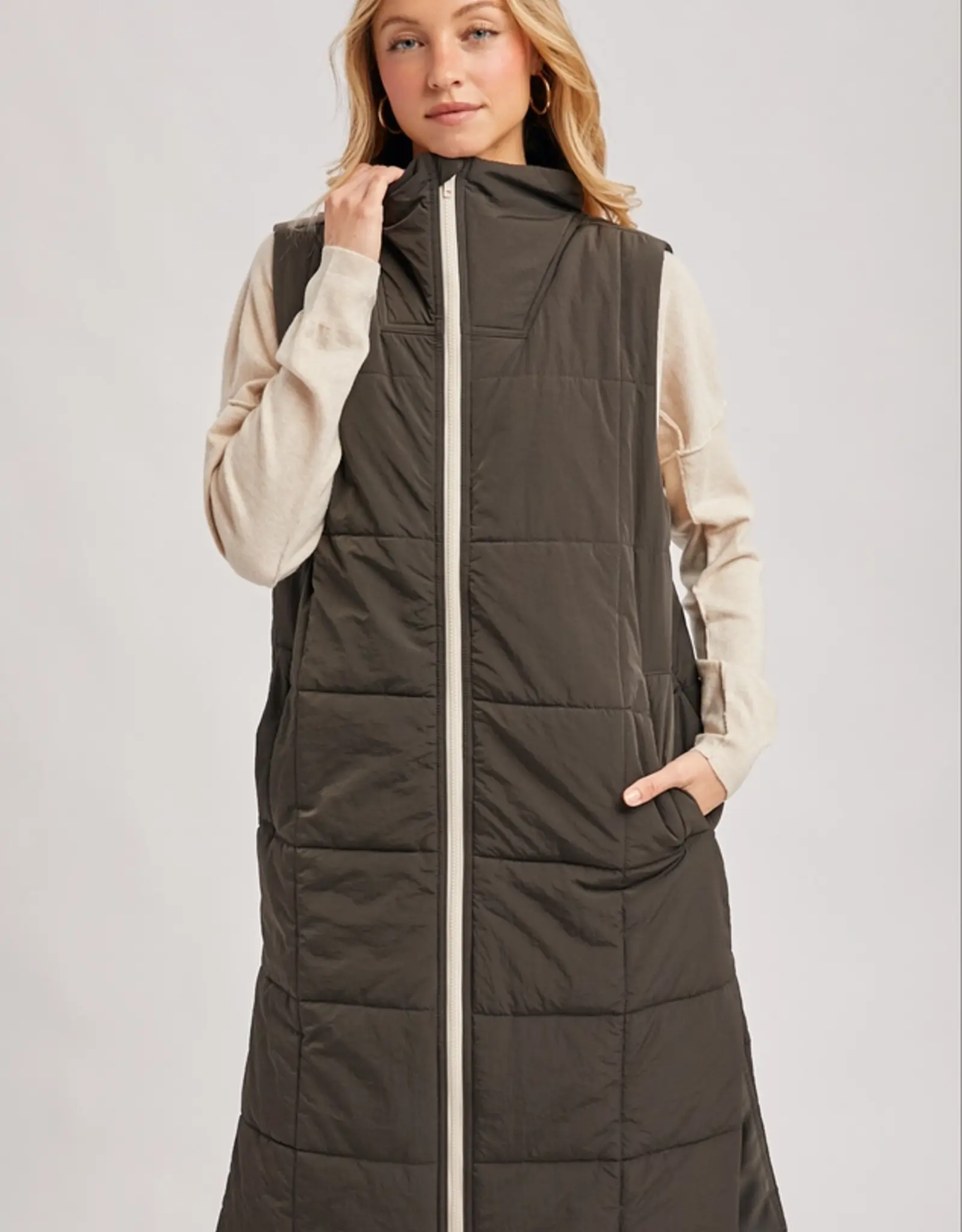 Quilted Longline Puffer Vest