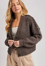 Cropped Popcorn Knit Sweater