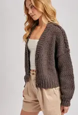 Cropped Popcorn Knit Sweater