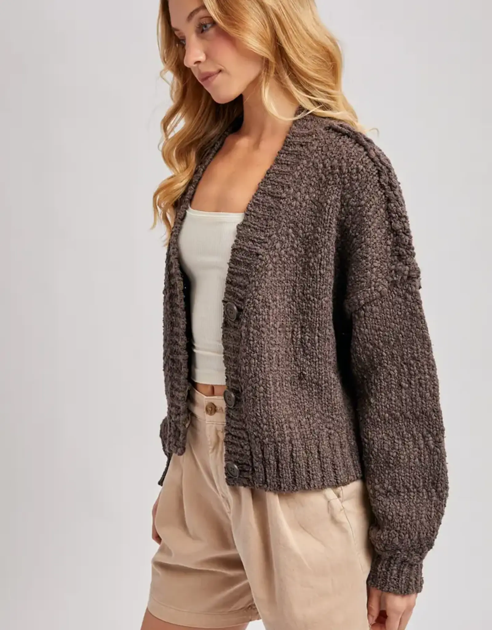 Cropped Popcorn Knit Sweater
