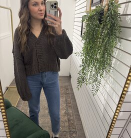 Cropped Popcorn Knit Sweater