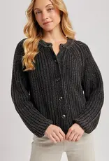 Button Down Slouchy Knit Cardigan, Ash
