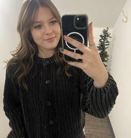 Button Down Slouchy Knit Cardigan, Ash