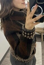 Plaid Zipper Front Knit Jacket