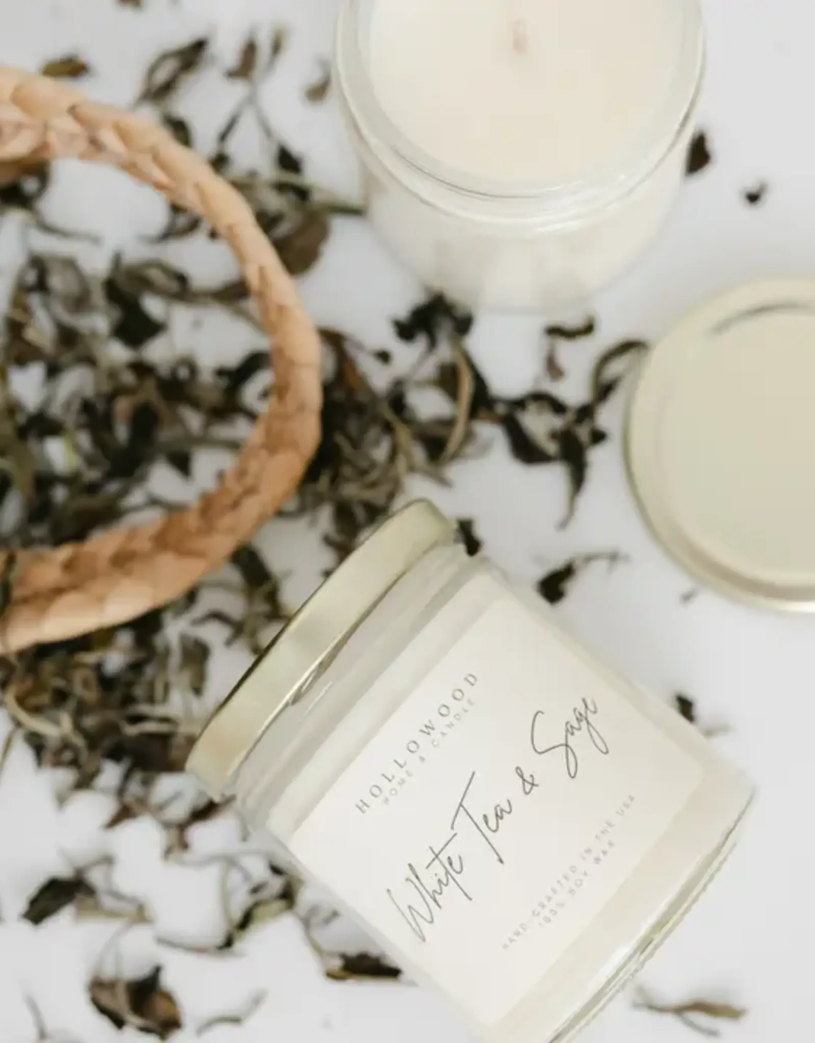 Hollowood Home Soy Candle, White Tea & Sage