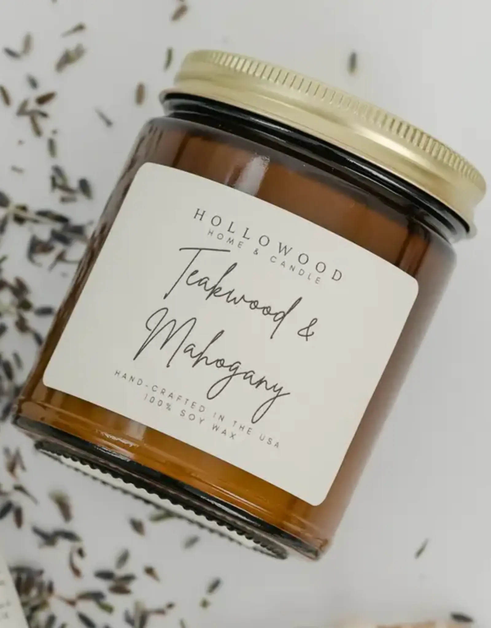 Hollowood Home Soy Candle, Teakwood & Mahogany