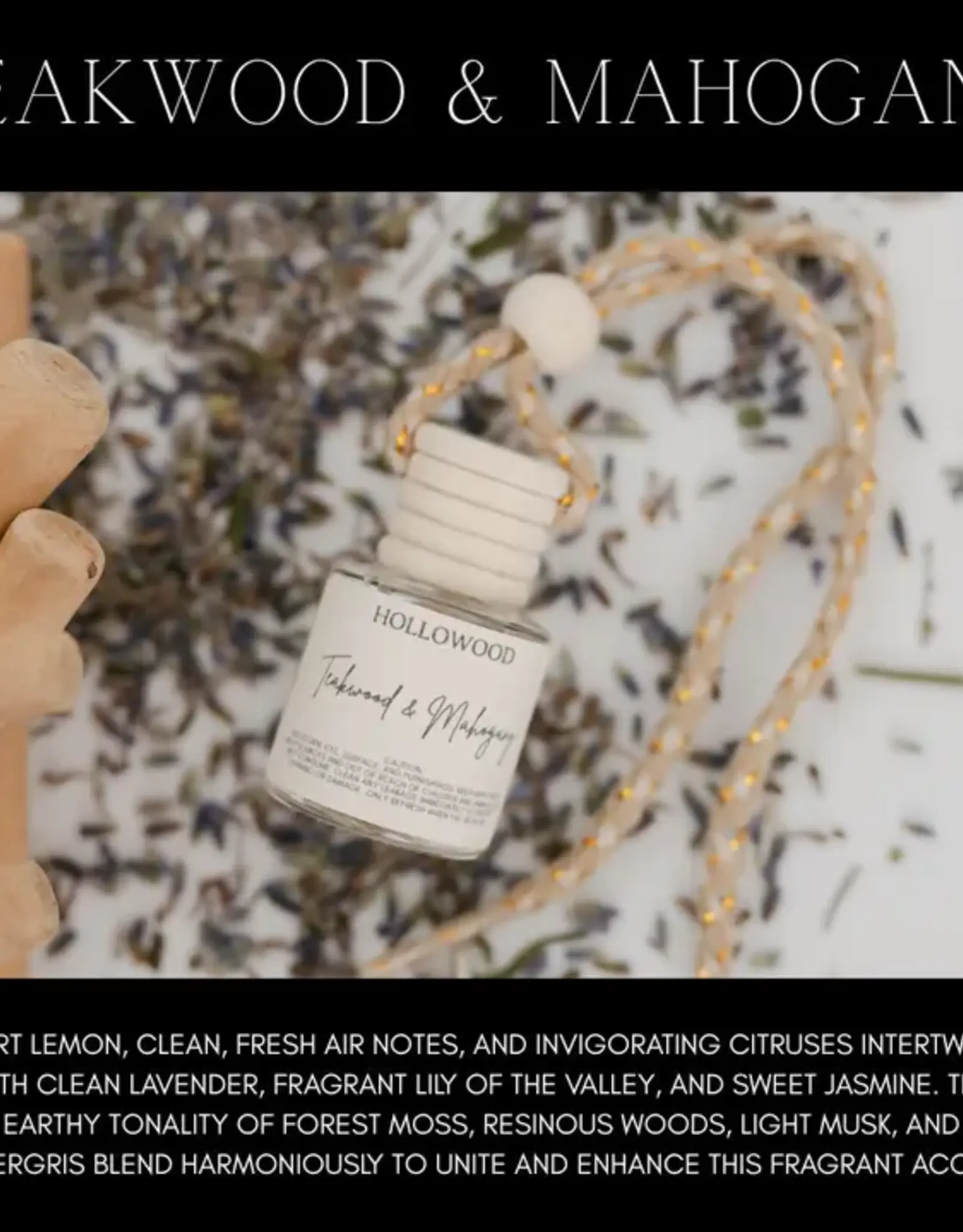 Hollowood Home Car Diffuser, Teakwood & Mahogany