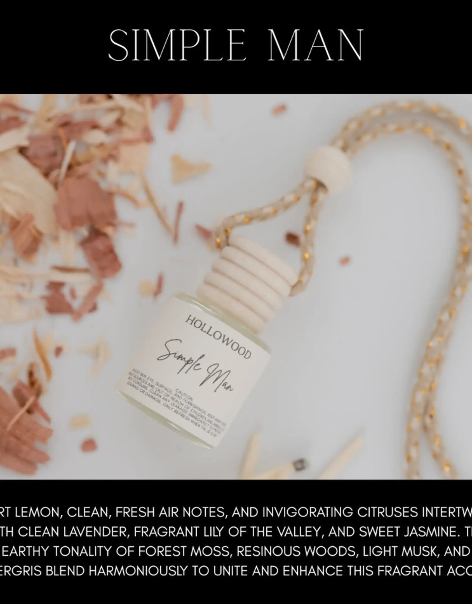 Hollowood Home Car Diffuser, Simple Man