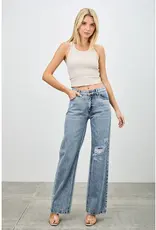 Saige Denim Mid Rise Relaxed Straight Leg Jeans