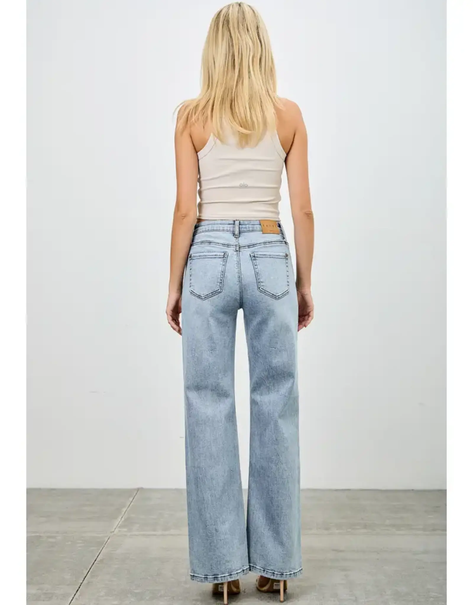 Saige Denim Mid Rise Relaxed Straight Leg Jeans