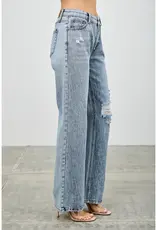 Saige Denim Mid Rise Relaxed Straight Leg Jeans