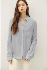 Linen Blend Stripe Boxy Shirt