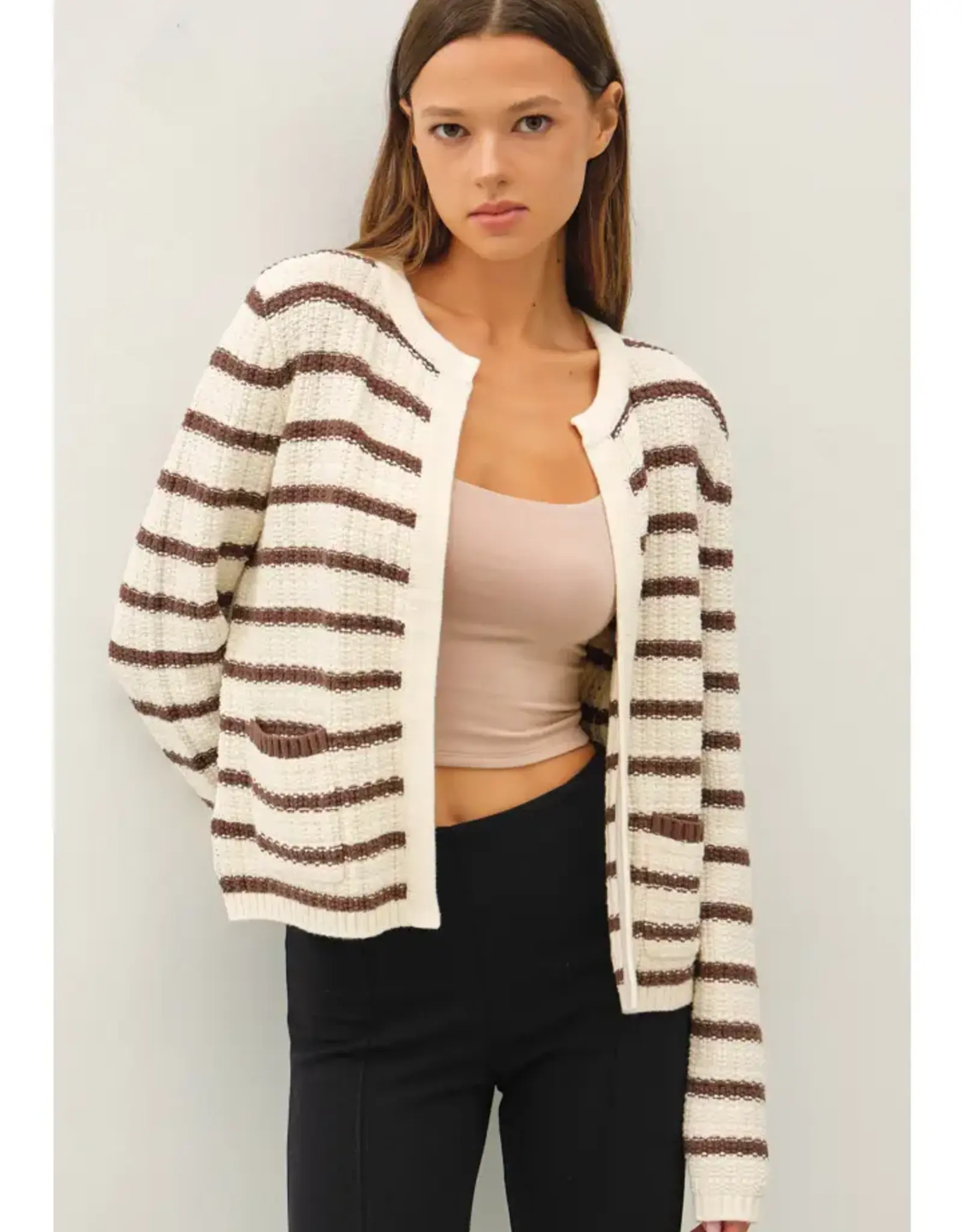 Chunky Knit Striped Cardigan