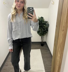 Linen Blend Stripe Boxy Shirt