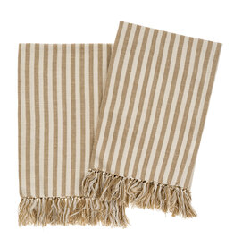 Indaba Bengal Stripe Hammam Hand Towel Set, Sand