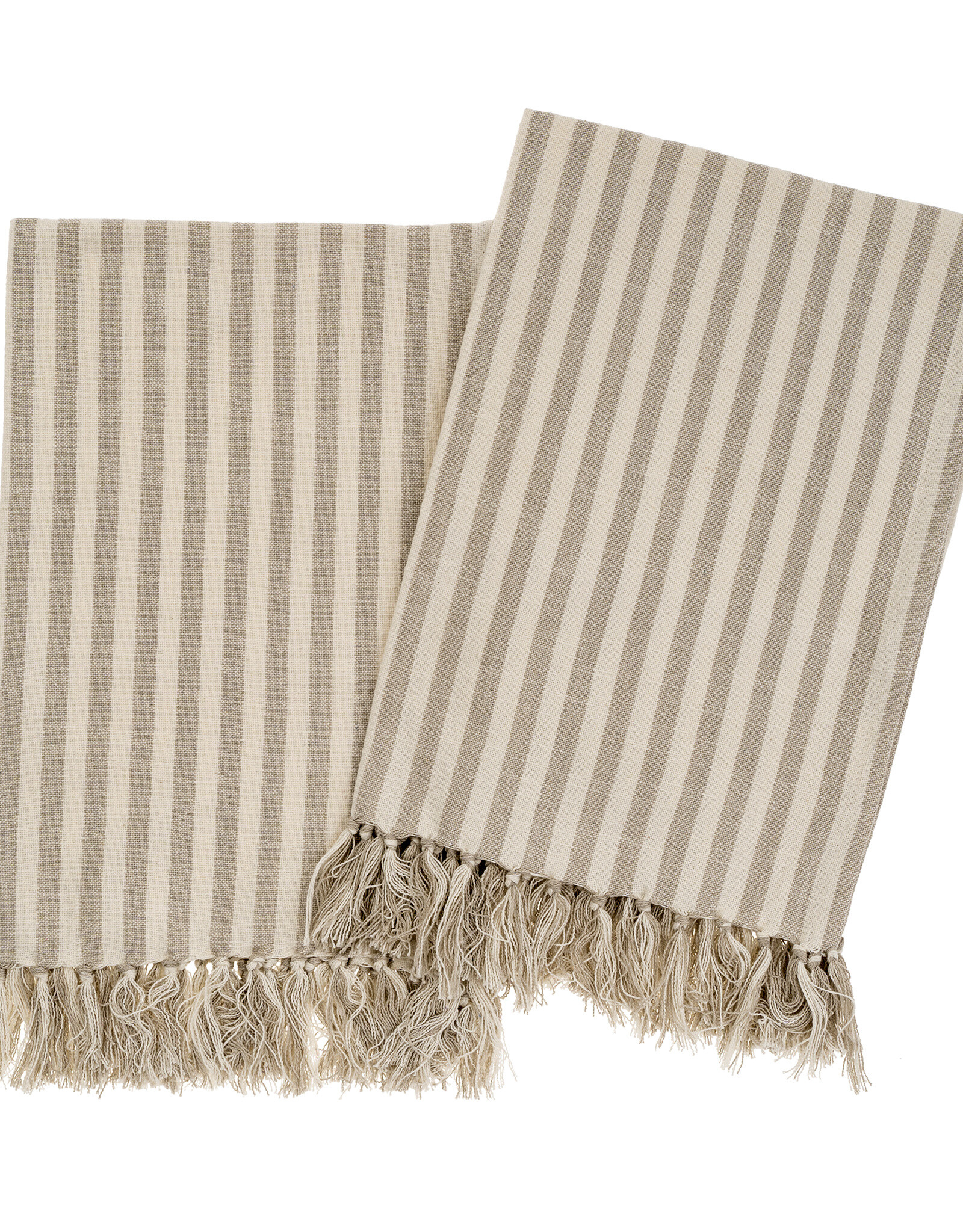 Indaba Bengal Stripe Hammam Hand Towel Set, Stone
