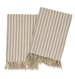 Indaba Bengal Stripe Hammam Hand Towel Set, Stone