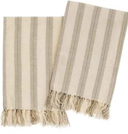 Indaba Pinstripe Hammam Hand Towel Set, Stone