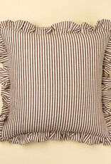 Indaba Ruffle, Thin Stripe Pillow, Brown