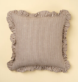 Indaba Ruffle, Thin Stripe Pillow, Brown