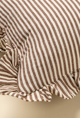 Indaba Ruffle, Thin Stripe Pillow, Brown