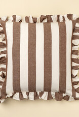 Indaba Ruffle, Thick Stripe Pillow, Brown