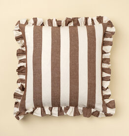 Indaba Ruffle, Thick Stripe Pillow, Brown