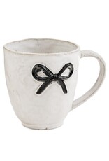 Pine Centre/Adv Stoneware Mug, White w/Blk Bow