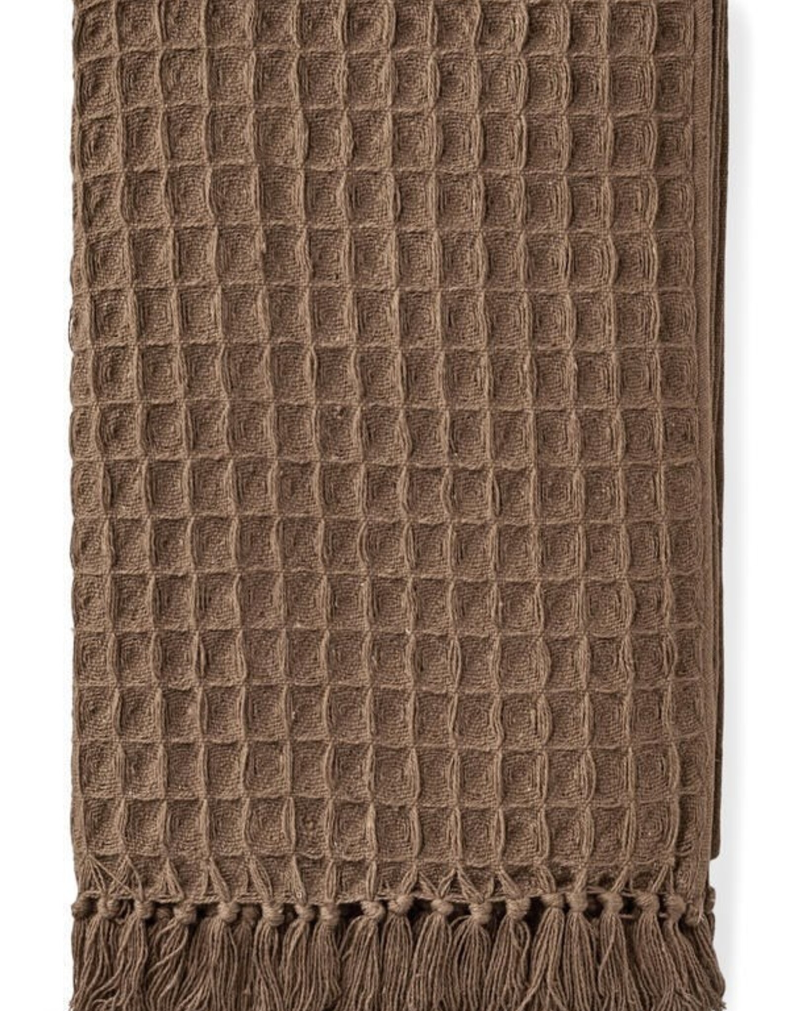 Pine Centre/Adv Throw,  Knitted w/Fringe, Brown