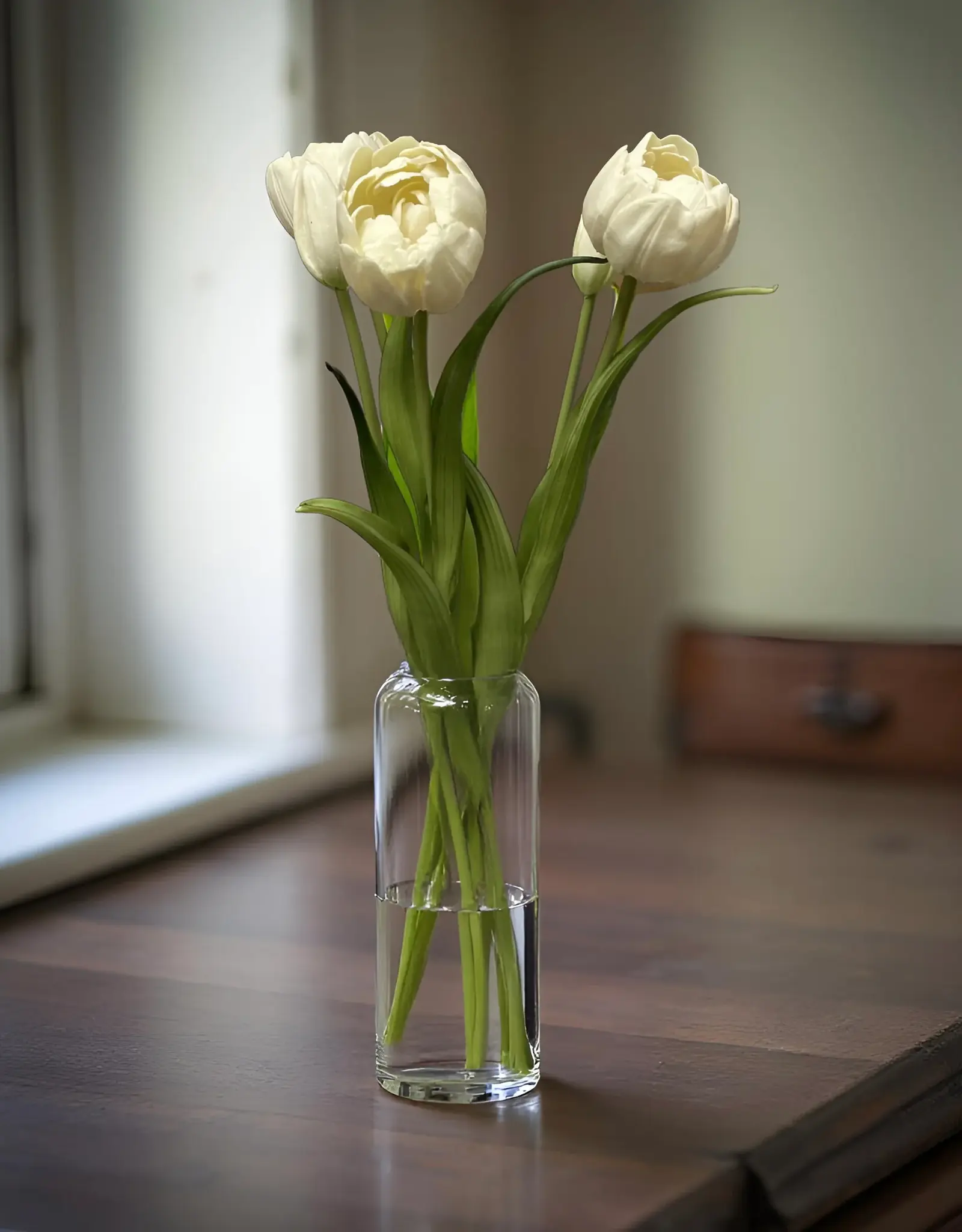 Tri W Fresh Touch  Peony Tulip Bundle, White