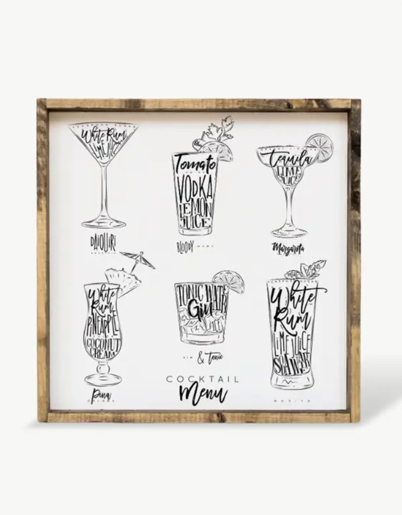 William Rae Designs Wood Sign, Cocktail Menu