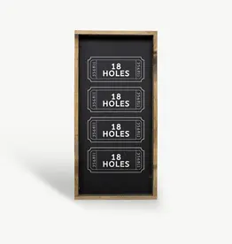 William Rae Designs Wood Sign, Golf Tickets, Black