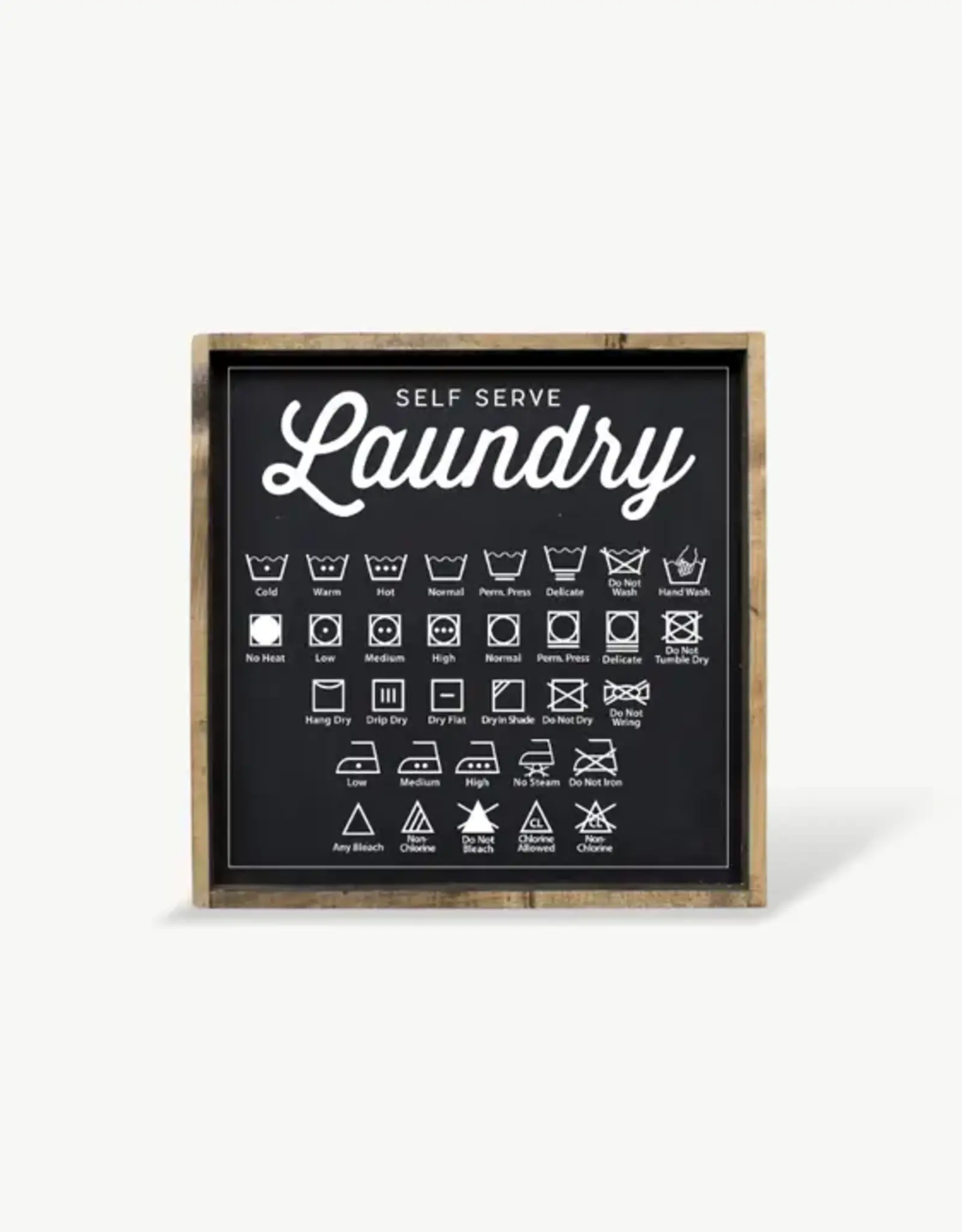 William Rae Designs Wood Sign, Laundry Symbols Black