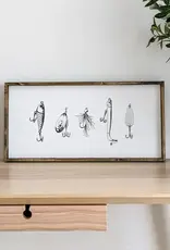 William Rae Designs Wood Sign, Vintage Fishing Lures