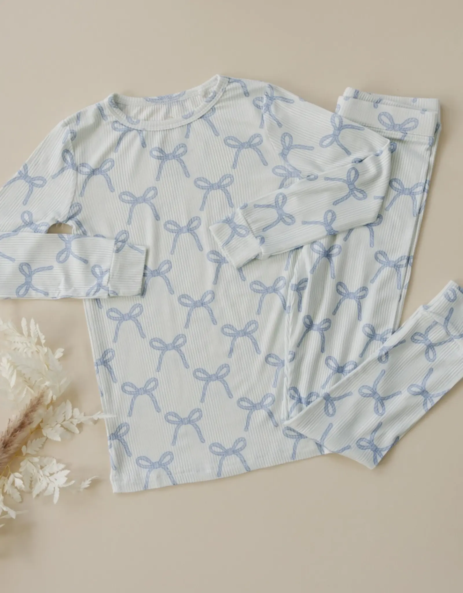 Little Joy Co. Blue Belle Ribbed PJs, 2 Piece