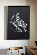 William Rae Designs Wood Sign, Bucking Bronco Black, 24x36