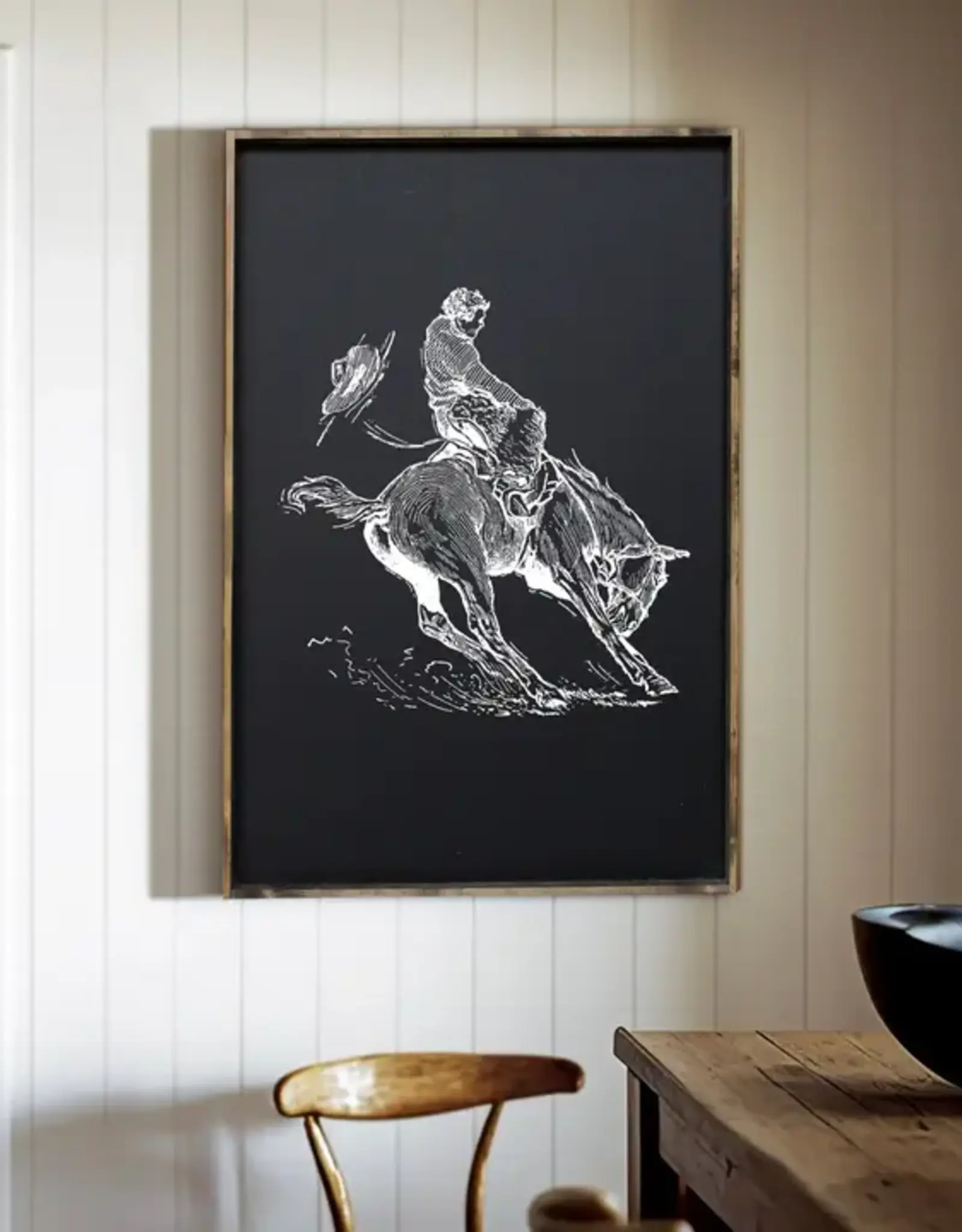 William Rae Designs Wood Sign, Bucking Bronco Black, 24x36