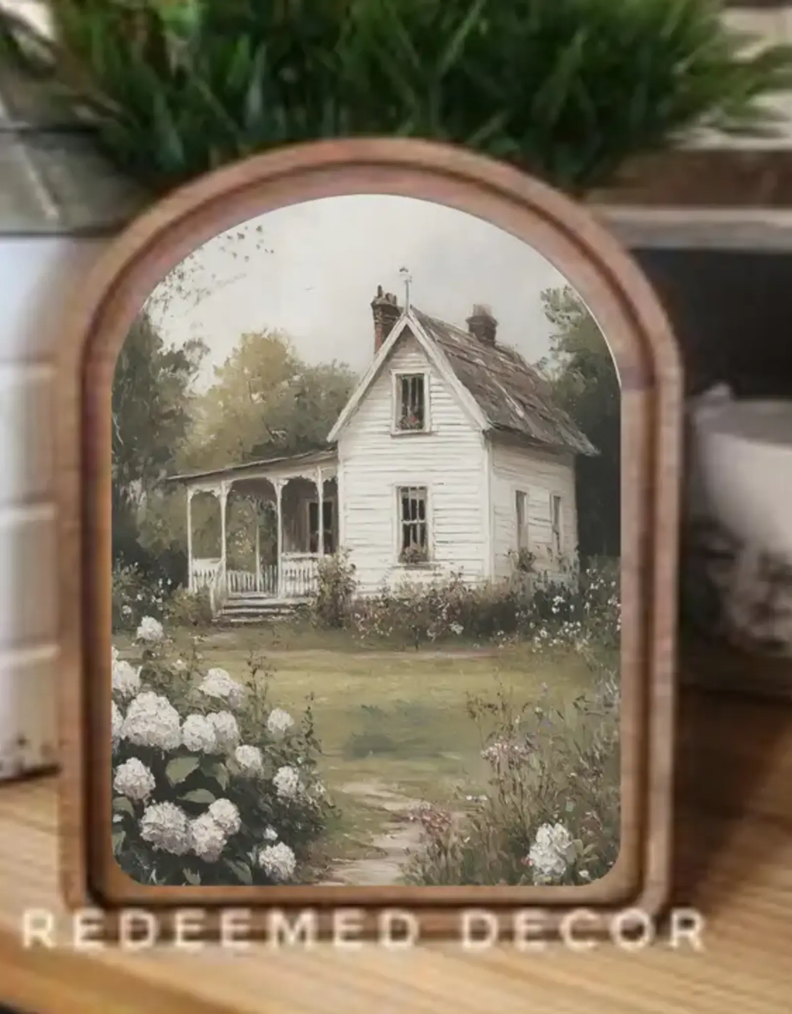 Redeemed Decor Arch Top Framed Art, Spring Farmhouse 8x11"