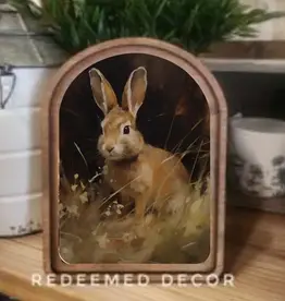 Redeemed Decor Arch Top Framed Art, Bunny 8x11'